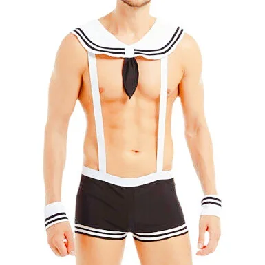 Sexy Cosplay Costume for Man Roleplay Navy Sailor Firefighter Uniform with Cap Stylish Night Club Stage Performance Lingerie Set