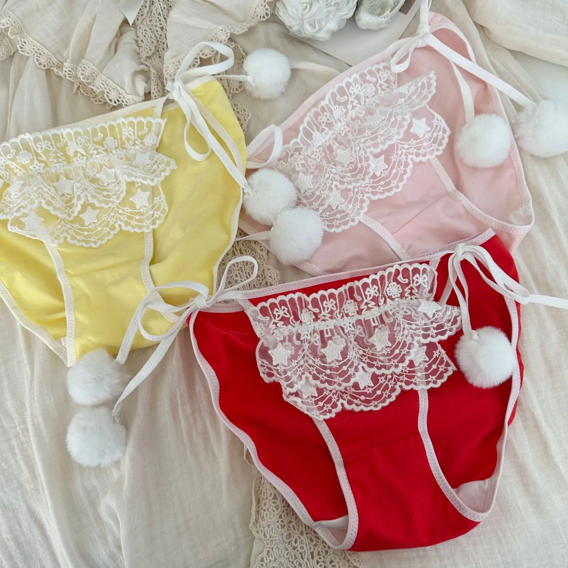 Christmas Cute Girl Briefs Women Towel Bowknot Cotton Panties New Year Student Triangle Pants