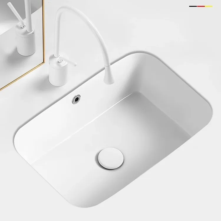 Deepened flat bottom under the table basin embedded, wash basin single basin ceramic square face pool