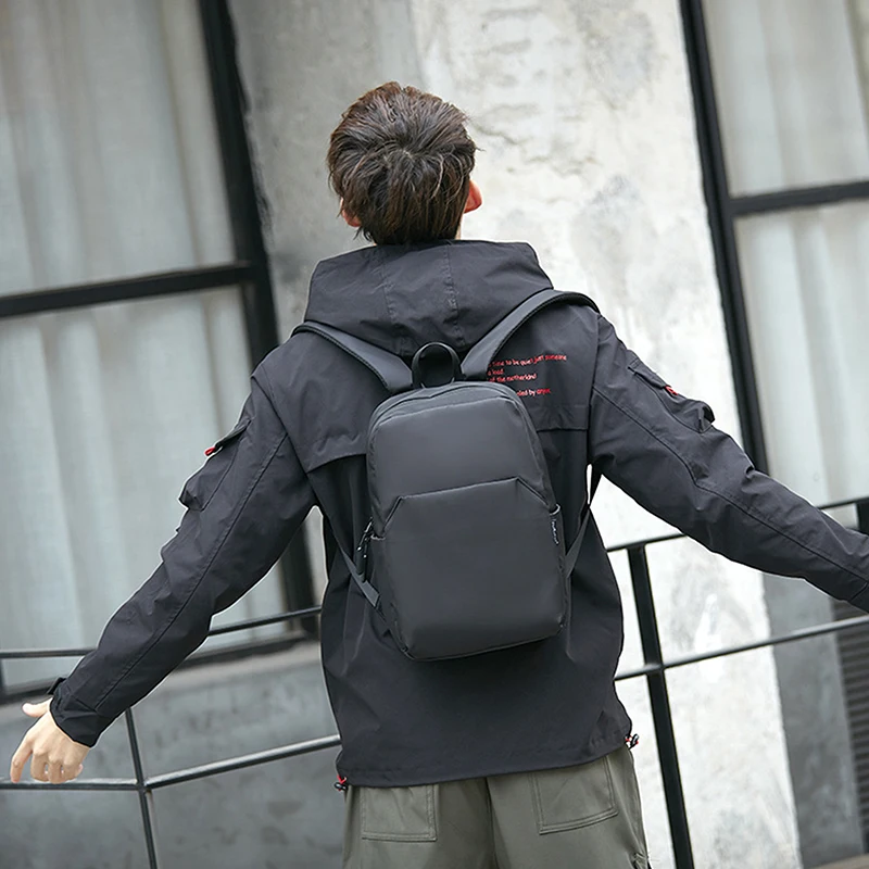 Mini Black Men's Backpack School Bag For Man Small Simple Leisure Travel Waterproof Backpacks