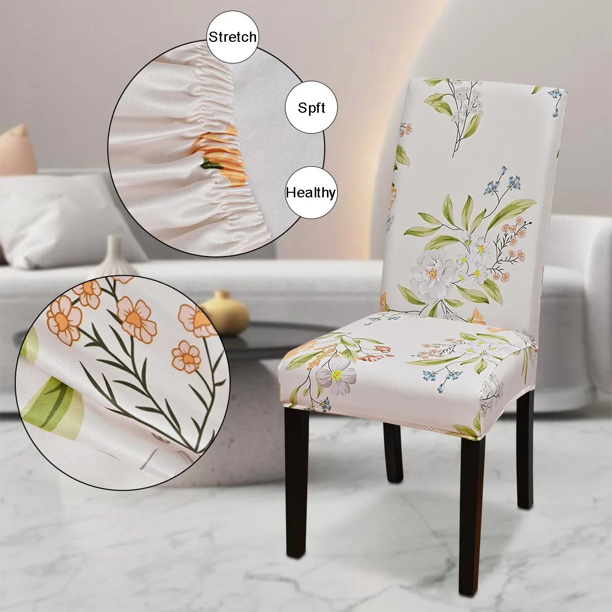 

Removable Printed Chair Cover for Dining Room Elastic Universal Seat Slipcovers for Kitchen Wedding Banquet Housse De Chaise