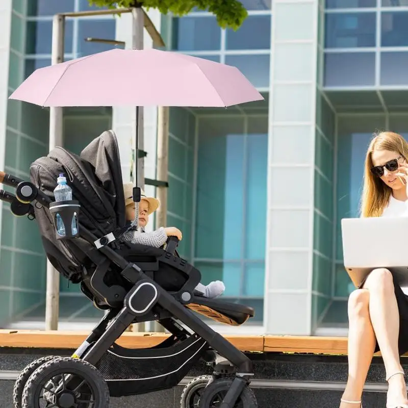 Clip On Umbrella For Stroller 360 Adjustable Stroller Sun Shade With Clamp UV Protection Chair Umbrella Pushchair Sun Parasol