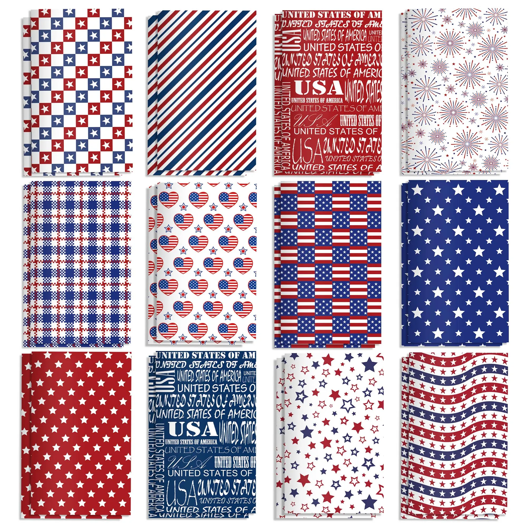12/24/36pcs Independence Day Mini Notepads Red White Blue USA Letter Plaid Pattern Pocket Notebook Birthday Xmas Memo Books