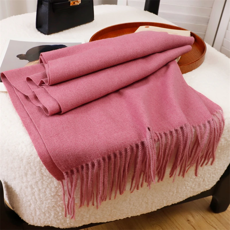 2023 Winter Schal Für Frauen Lange Warme Kaschmir Schals Hijab Solide Dame Schal Wrap Weibliche Pashmina Bandana Kopf Schals neue
