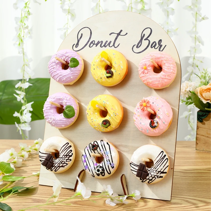 Wedding Decoration Wooden Donut Stand Wall Dessert Doughnut Table Holder Wedding Mariage Supplies Kid Birthday Party Baby Shower