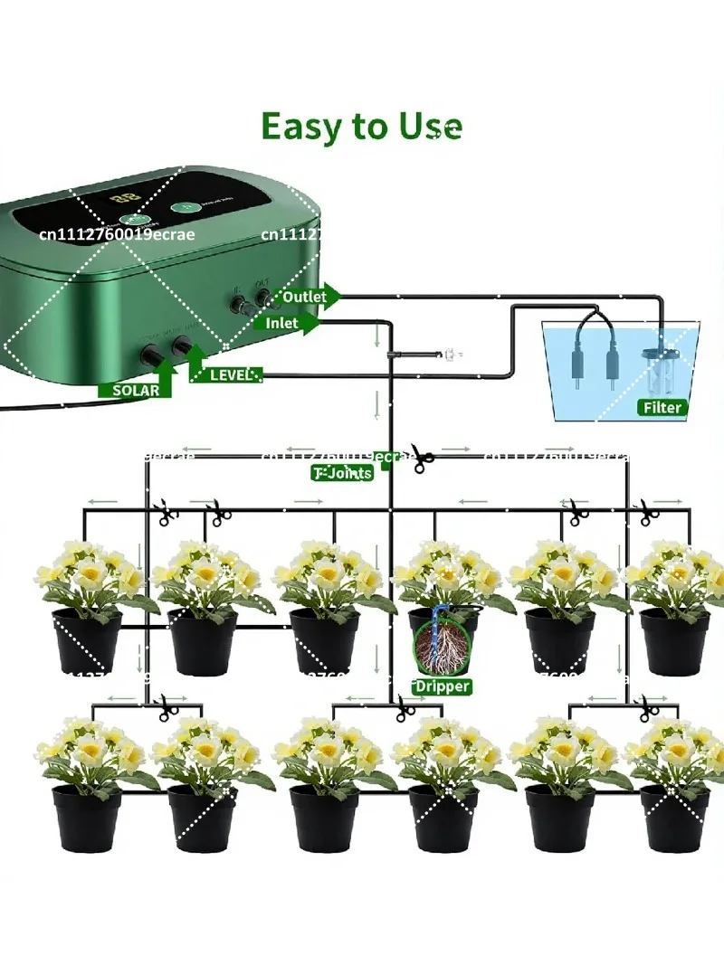 Solar Hydroponic Drip Irrigation Pump Kit Smart Controller Automatic Watering System for Garden Greenhouse