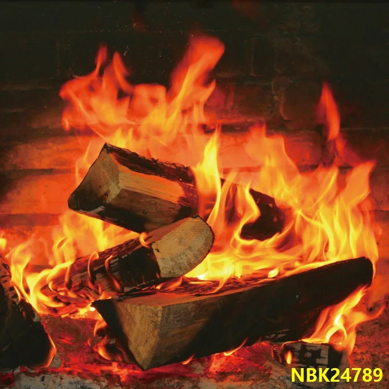 Christmas Festivals Fireplace Fire Wood Burning Party Home Decor Pattern Photo Background Photography Backdrop Photocall