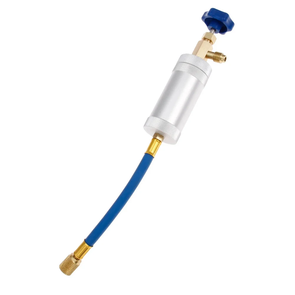 R134A R12 Hand Turn Pump Oil Injection Oil&Dye Injector Vehicle A/C Adapter Oil Dye Injector Air Conditioning Injection Tool