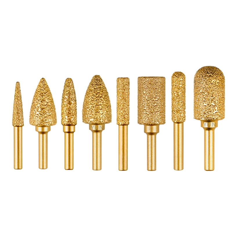 Cabeça de moagem de diamante afiar cabeça de moagem interna mão broca elétrica metal pedra polimento brasagem moagem haste Ferramenta Cnc de Metal Duro Haste de 1/4" Cortador Rotativo Arquivos Gravação 6/8/10/13/15/18