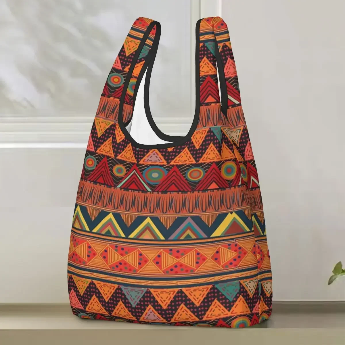 Tribal Ethnic (earth Colors) Shopping Bag Portable Tote Bags Reusable Shoulder Shopper Bag Grocery Handbag