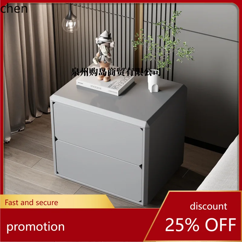 HT Lacquered Bedside Table Bedroom Solid Wood Drawer Simple Bedside Cabinet 2-Drawer Cabinet Internet Celebrity Storage Cabinet