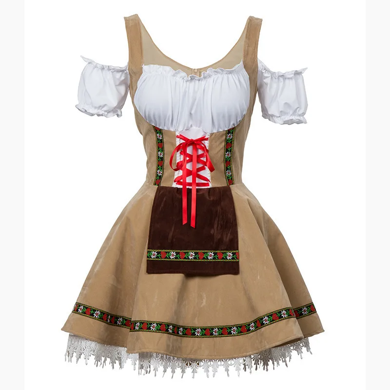 Folk Traditional Oktoberfest Hoilday Dress German Beer Festival Costume Women's Off Shoulder Mini Outfit Party Cosplay Dress