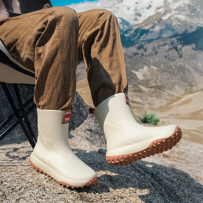 

Rain Shoes Men's Non-slip Water Boots Rain Boots Construction Site Waterproof Glue Shoes Youth Fishing Short Water Shoes