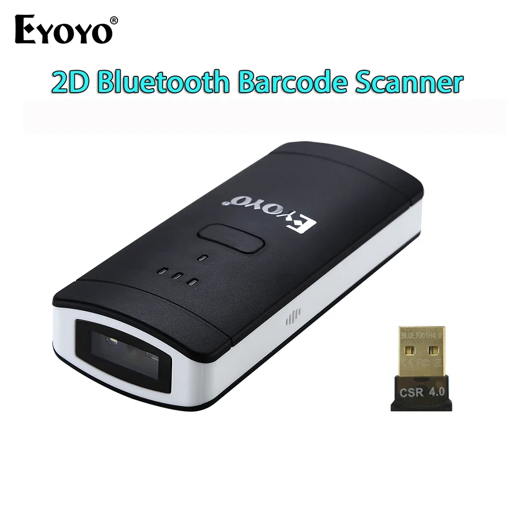 EYOYO EY-002S Wireless Bluetooth 2D Barcode Scanner PDF417 DataMatrix QR Code Reader For Andriod IOS Pocket Mini 2D Scanner