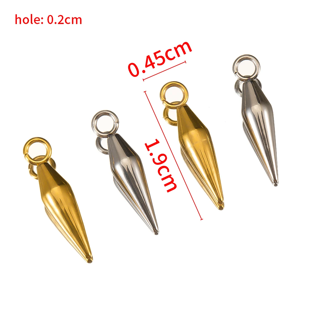 10PCS Stainless Steel Cone Bullet Charms Pendants Retro Spike Beads Pendants for Women Man Hoop Earring Jewelry Making Supplies