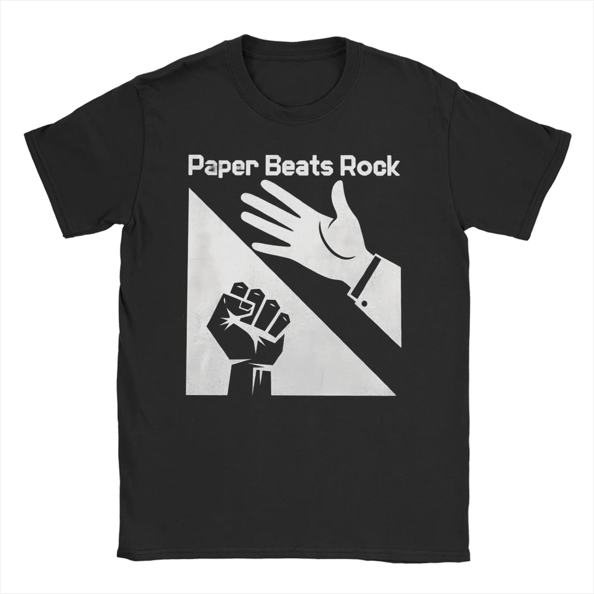 

Винтажная футболка Paper Beats Rock Meme, мужские и женские хлопковые футболки с круглым вырезом, футболки с короткими рукавами, одежда с графикой