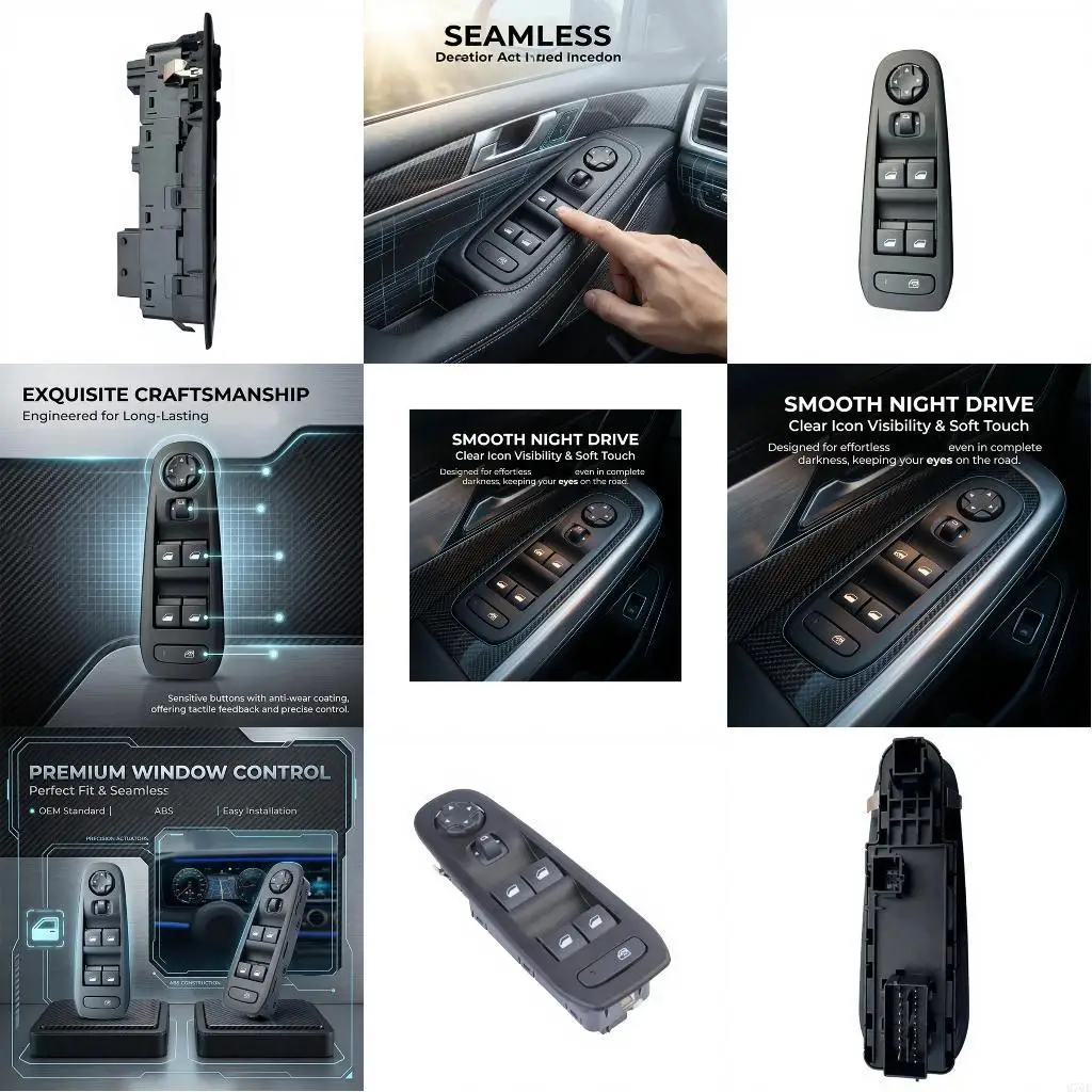 M76E Vehicle Glass Lift Control Assembly 96788281ZD, Black ABS Service Unit for Routine Window Repair and Existing Terminal