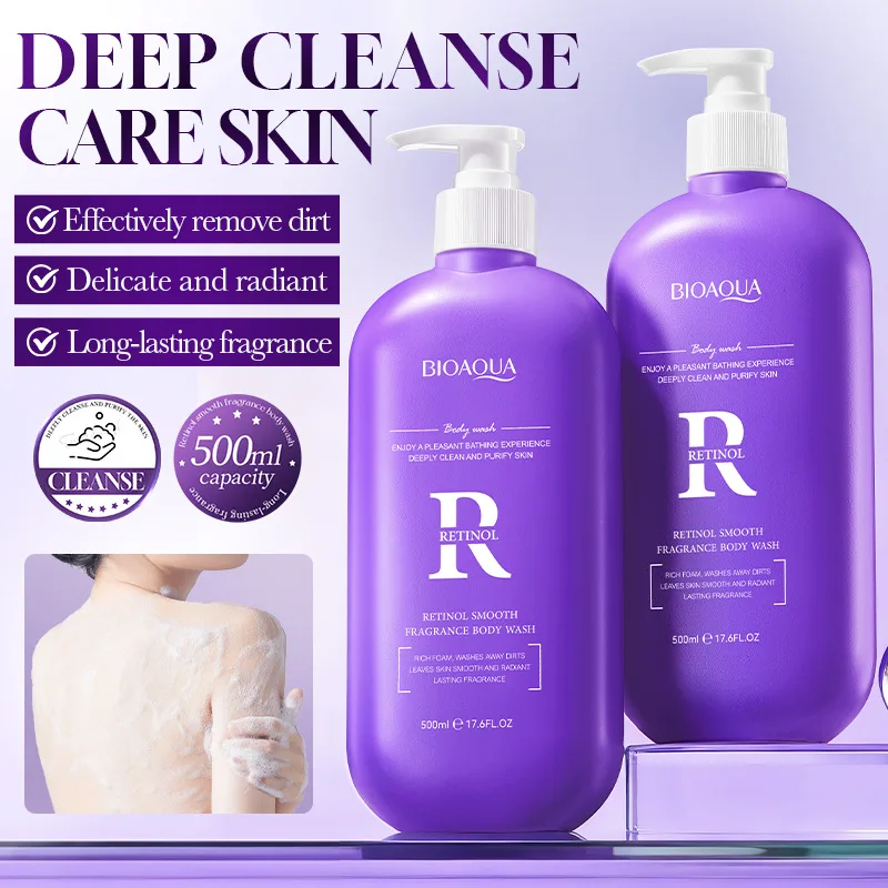 

Retinol is smooth silky shower gel has a long-lasting fragrance,moisturizes nourishes,whitens and moisturizes,removes acne mites