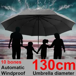 Large Size Foldable Strong Windproof Travel Umbrella Rain Women Family 130cm Big Paraguas 3 Folding Rain Storm Umbrella for Men