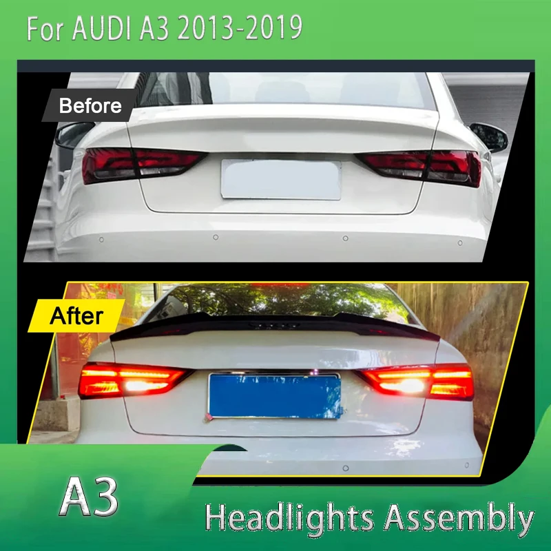 

Car Styling For Audi A3 Led Tail Lights 2013-2019 A3 Rear LED DRL Dynamic Signal Brake Reverse Lamps Taillights Assembly