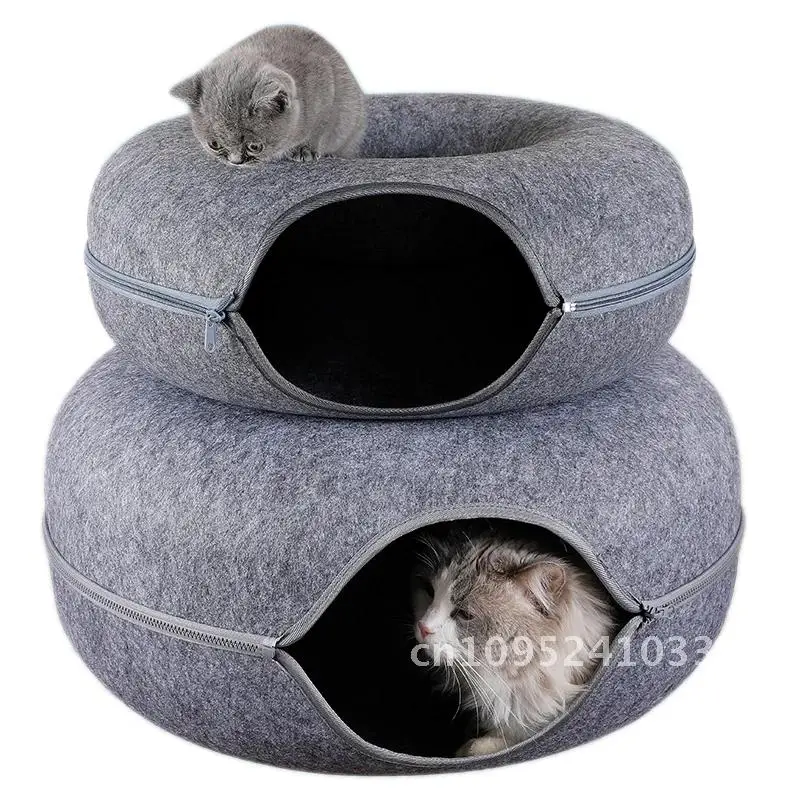 Donut Bed Bed Pet Cat Tunnel Interactive Game Toy Cat Cat House Equipment Cat Training Cat Toy Dual-use Kitten Sports Indoor Toy