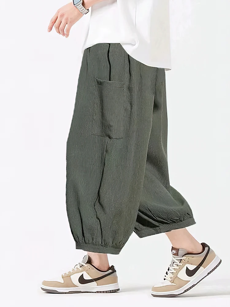 Летние брюки из ледяного шелка, мужские мешковатые повседневные шорты, пляжная одежда, широкие брюки для бега, шорты-карго, спортивные спортивные штаны для бега, мужские