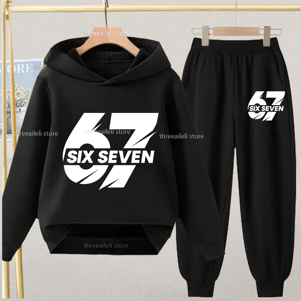 

Осенний детский комплект с героями мультфильмов 67, модный брючный костюм с принтом «шесть семи цифр», милый флисовый минималистичный спортивный костюм для отдыха для мальчиков и девочек