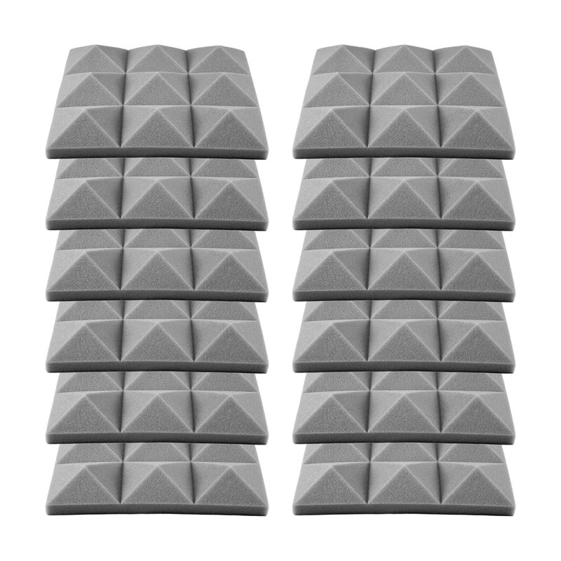 

12 Pack Acoustic Foam Panels,Self-Adhesive Sound Proof Foam Panels,for Wall Decor,Music Studio Bedroom Home,5X30X30cm