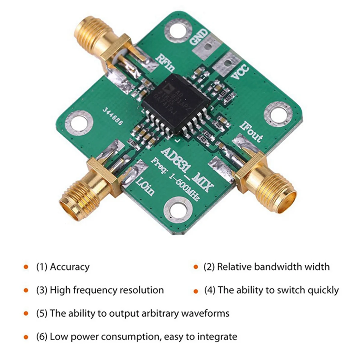 A51I 4Pcs AD831 High Frequency Transducer Mixer Module 0.1-500MHz Bandwidth Frequency Converter