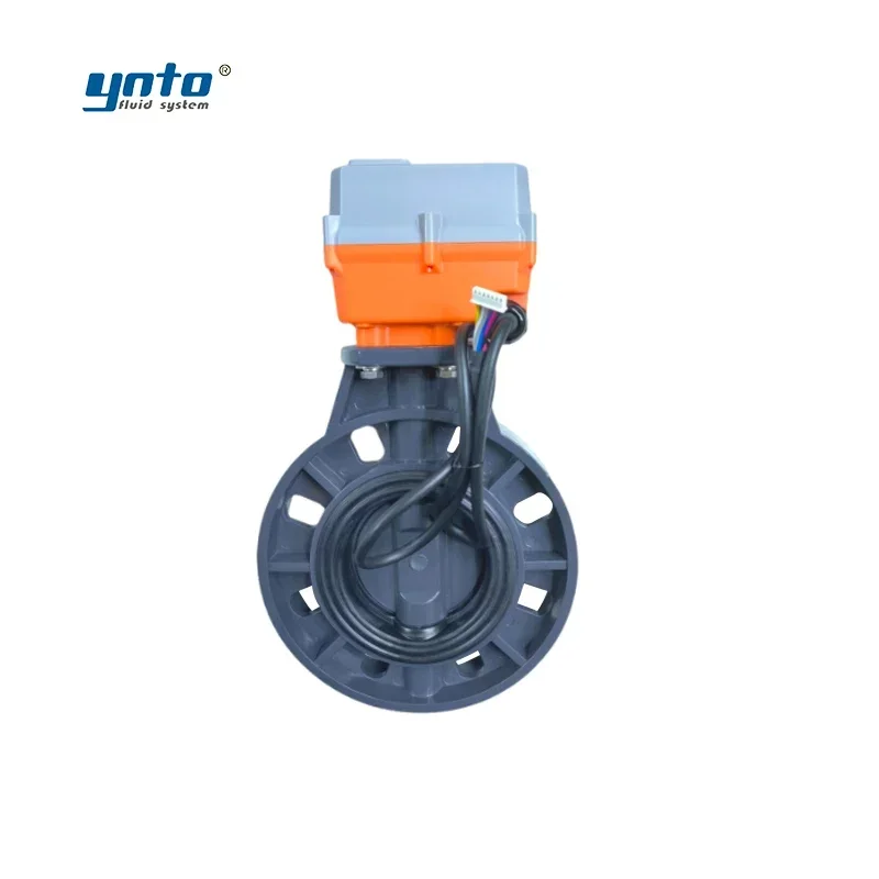 YNTO Valvole a farfalla azionate elettriche industriali personalizzate da 4 pollici Controllo del flusso Valvola a farfalla in PVC Pp da 3 pollici Pn16 6 per il fuoco