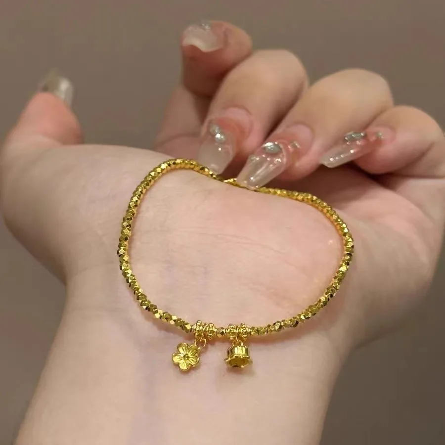 Broken Gold, A Few Taels of Gold, Sparkling Bell, Orchid, Bouncing, and Gold Bracelet, Light Luxury, Niche, Delicate for Women