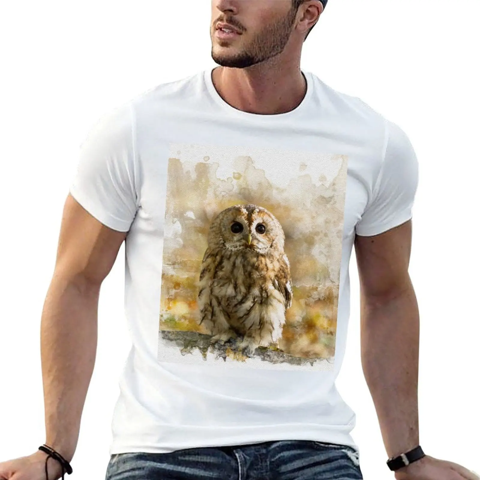 

man t shirt pack Owl for T-Shirt shirt Watercolour t cotton Tawny funny Photograph. graphic shirts man t cotton