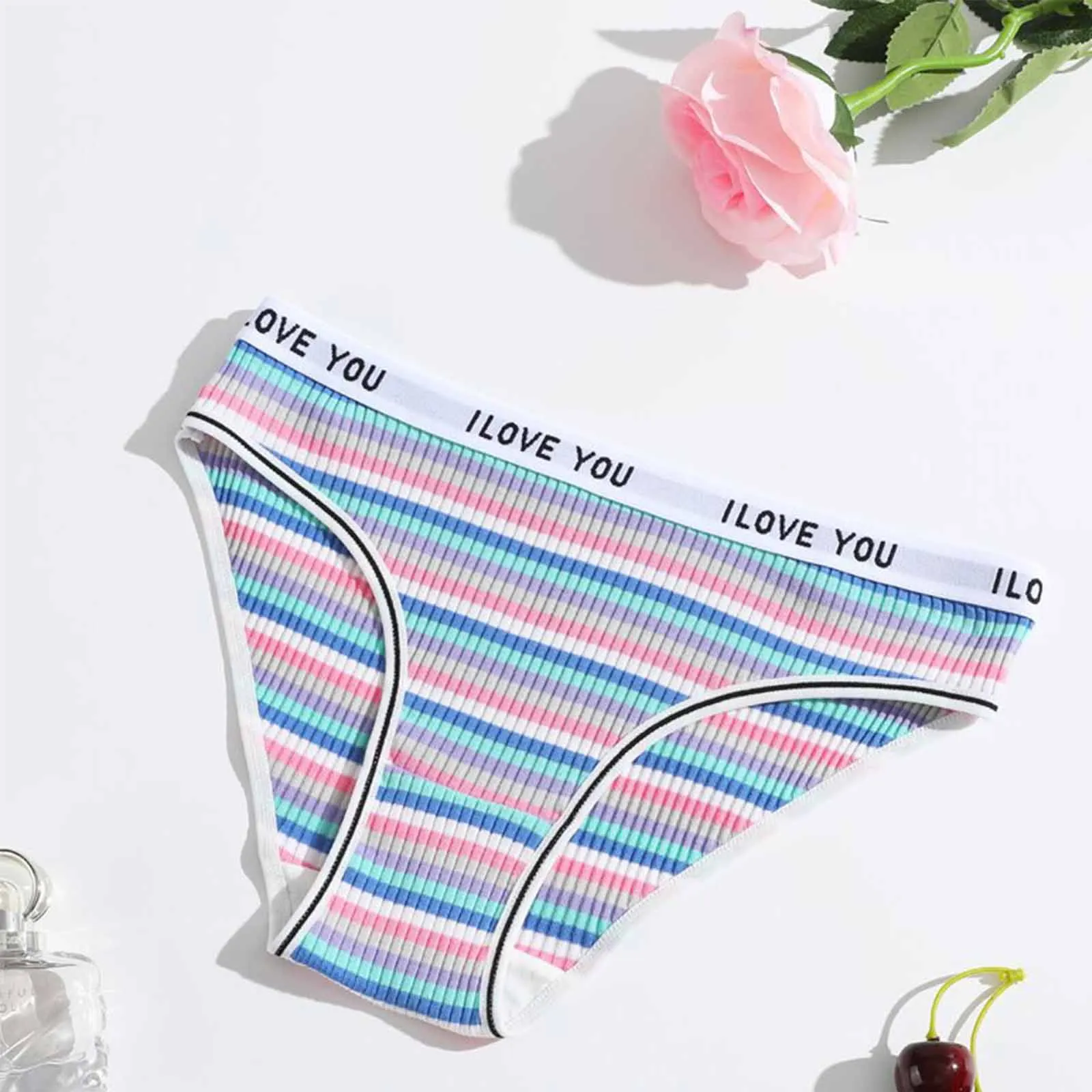 3PC Seamless Cotton Briefs Color Stripe Women Panties Sexy Underwear Panty Low Waist Female Underpants Intimates Women Lingerie