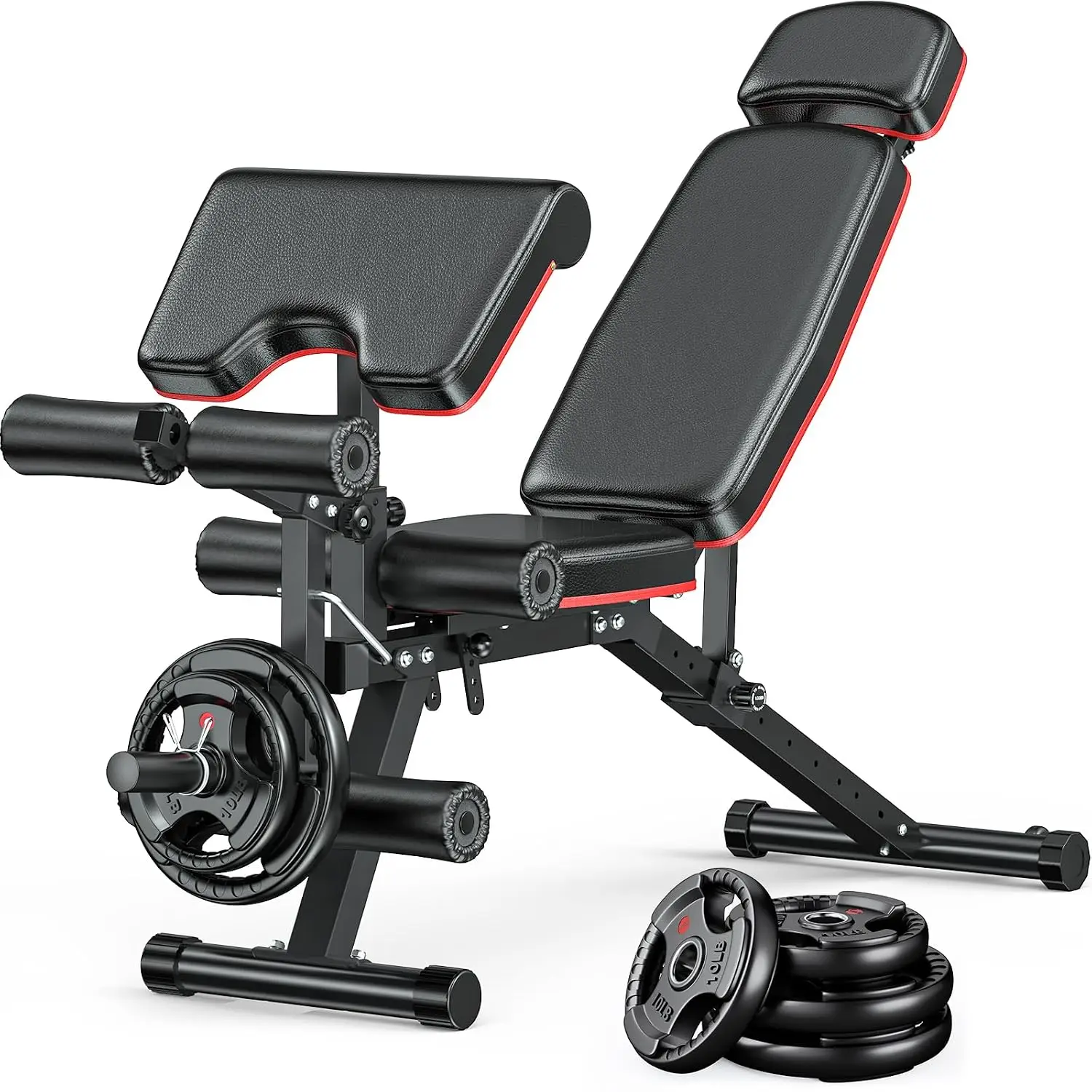 Adjustable Weight Bench with Leg Extension & Curl, 900LBS Incline Decline Flat Bench for Home Gym Full Body, Customized