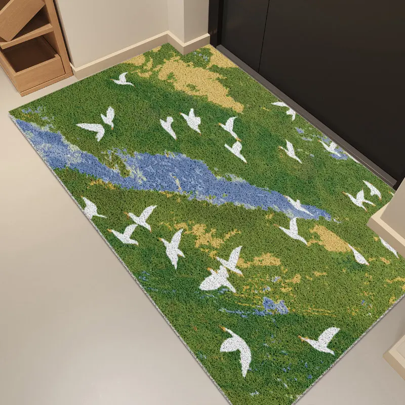 Scenic Oil Painting Floor Mat Aesthetic Landscape PVC Silk Loop Door Mat Scraping Mud Waterproof Entryway Carpet Custom Mat
