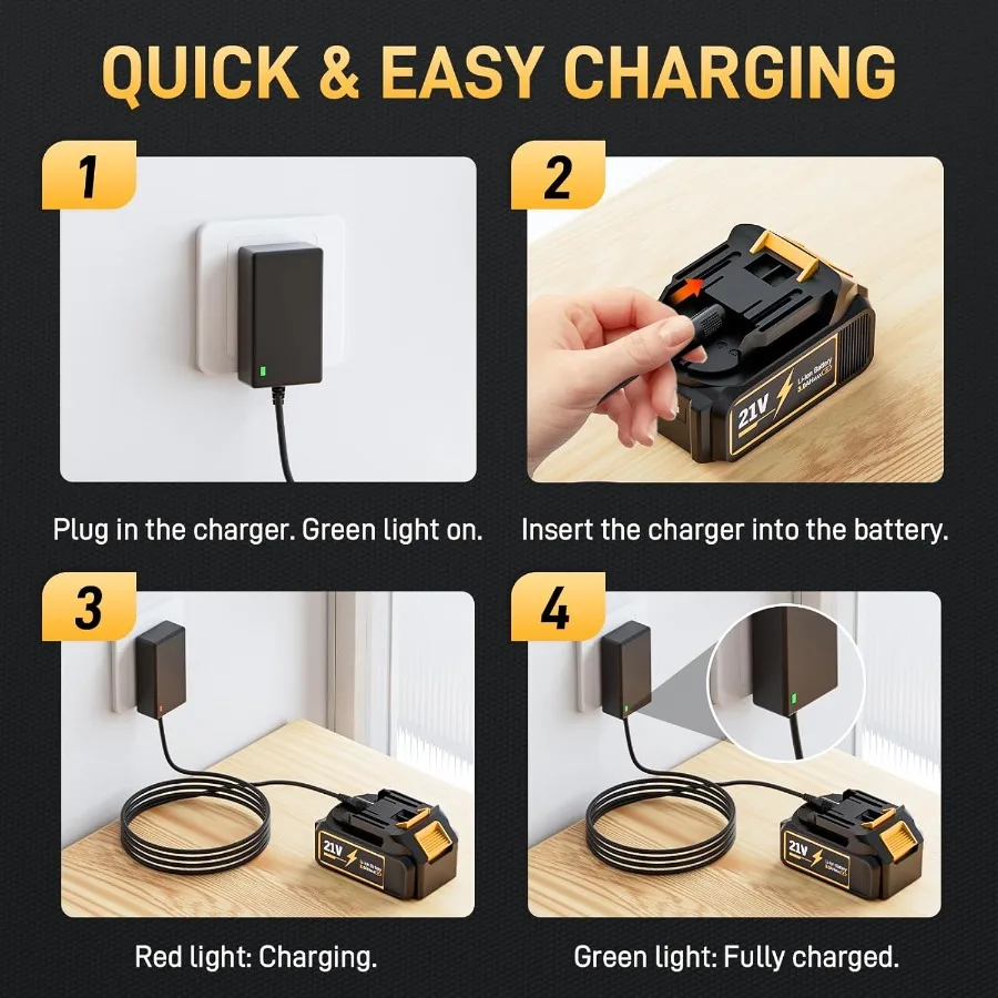 منفاخ أوراق كهربائي لاسلكي 21 فولت مع بطاريتين وشاحن 2 × 3.0 أمبير في الساعة للعناية بالعشب الفعلي وتنظيف الفناء في الهواء الطلق #5