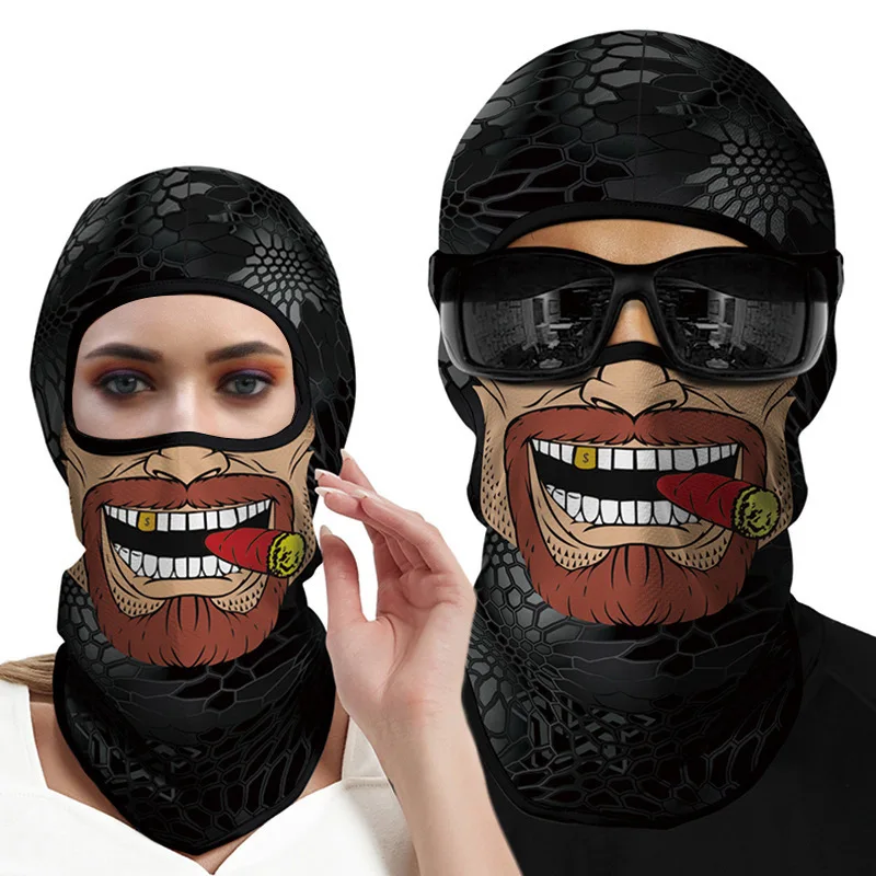 Halloween Masks 3D Printed Balaclava Men Women Cycling Skull Full Face Mask Hiking Camping Hunting Cap Neck Head Face Warm Cover