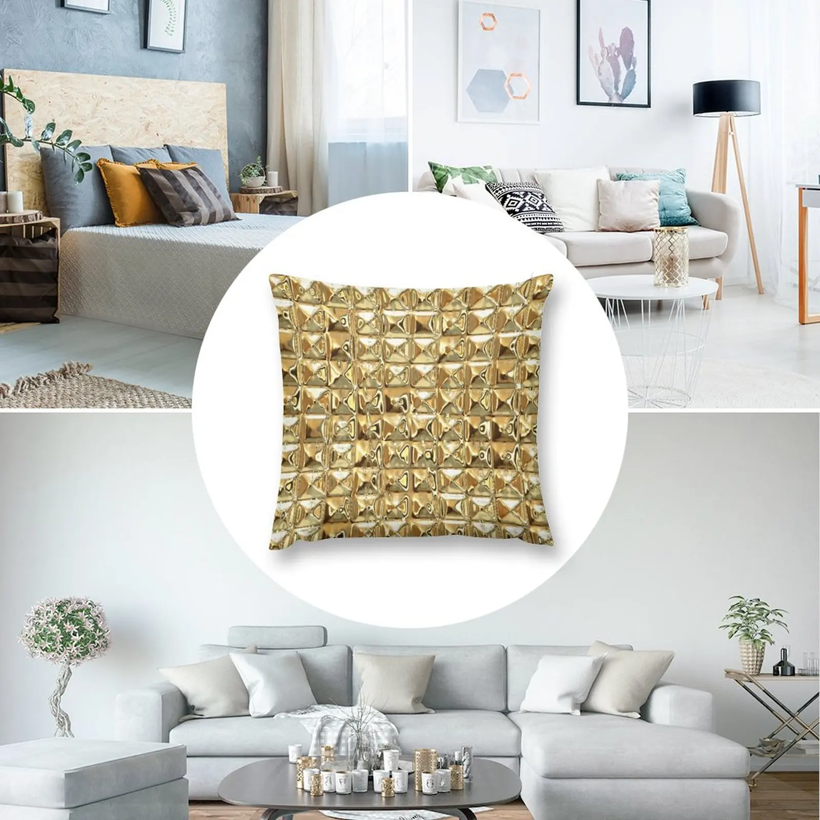 Gold Throw Pillow Rectangular Cushion Cover Decorative Pillow Covers For Sofa