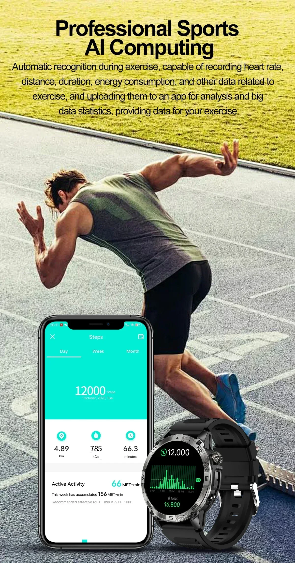 VWAR T-Rex 3 PRO Militärische IP68 Wasserdichte Smartwatch für Herren, Outdoor-Fitness-Tracker, Bluetooth-Anruf, Eingebautes GPS, Sport-Smartwatch – Detail 10