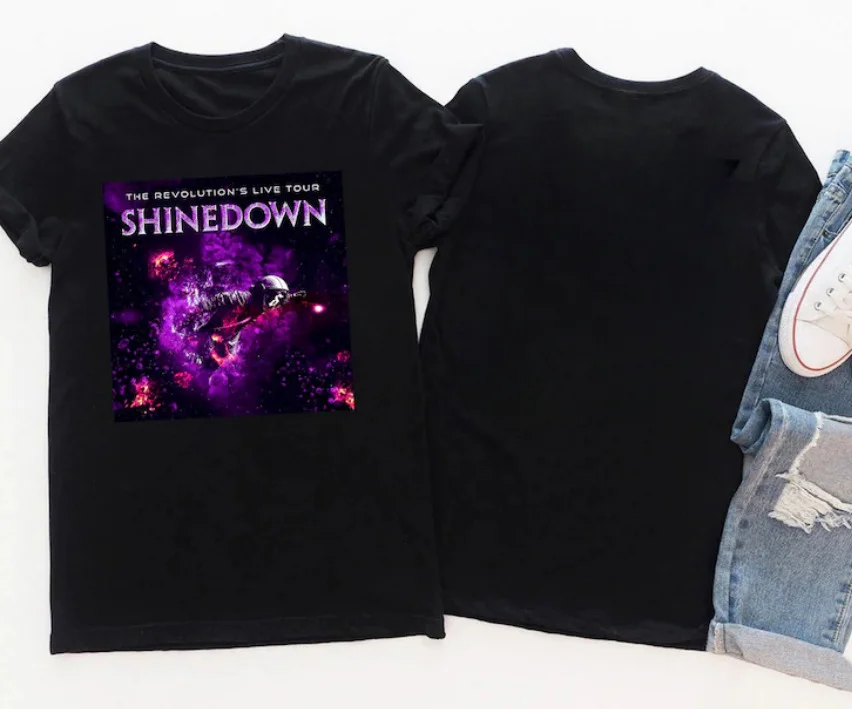 

Футболка Shinedown 2022, Двусторонняя Футболка July gif, Новая Художественная Мужская и женская одежда унисекс