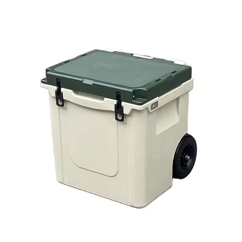 45QT Heavy-Duty Rotomolded Wheeled Thermal Cooler Box Modern Portable Ice Chest Camping Travel Fishing Custom Solar Panel Cans view 4