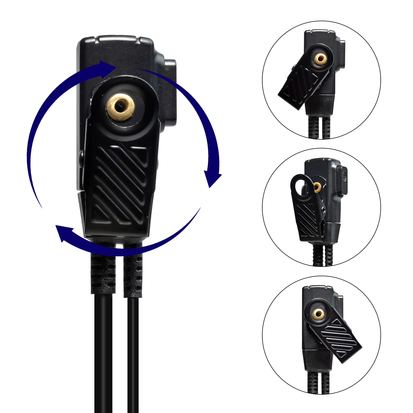 D-Shape Walkie Talkie Earpiece,2-pin Two Way Radio Headset with PTT Mic for Kenwood Retevis Quansheng Baofeng UV-K58 UV-5R UV-82