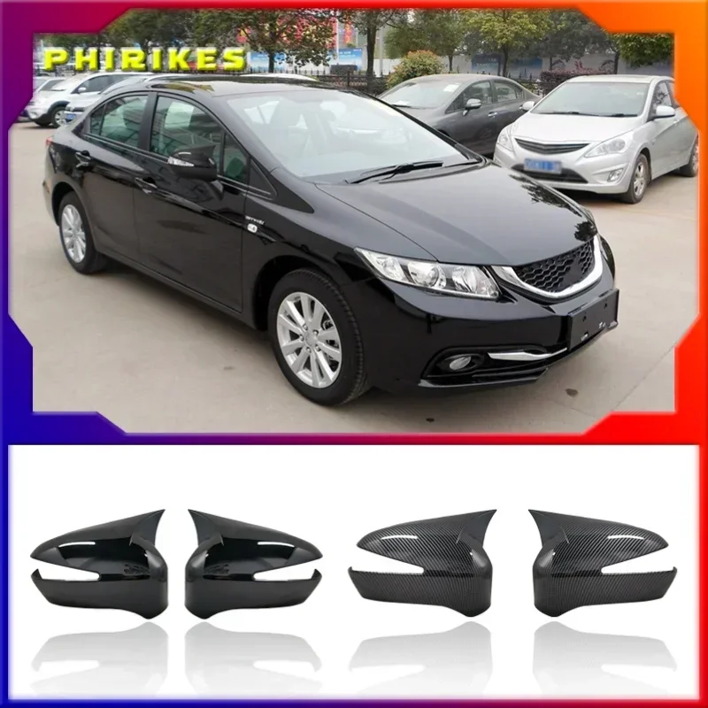 

2 Pieces High Quality Abs Plastic Bat Style Mirror Covers Caps RearView Piano Black For Honda Civic 8th gen 2006-2012 FD6
