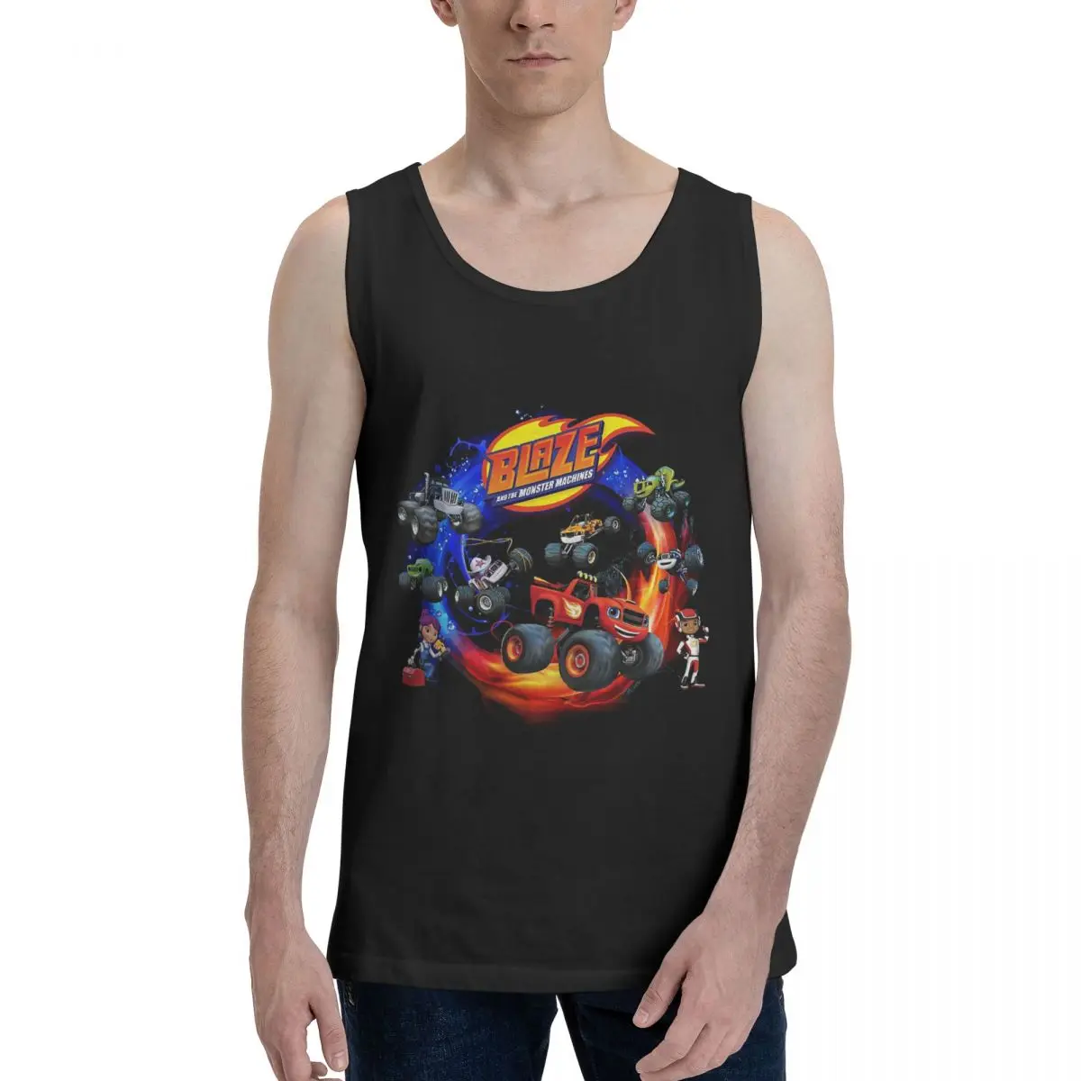 Blaze And The Monster Machines Active 100% Cotton Men's Sweatshirt Vest Sleeveless Clothing Tees Men Tank Tops T-shirt