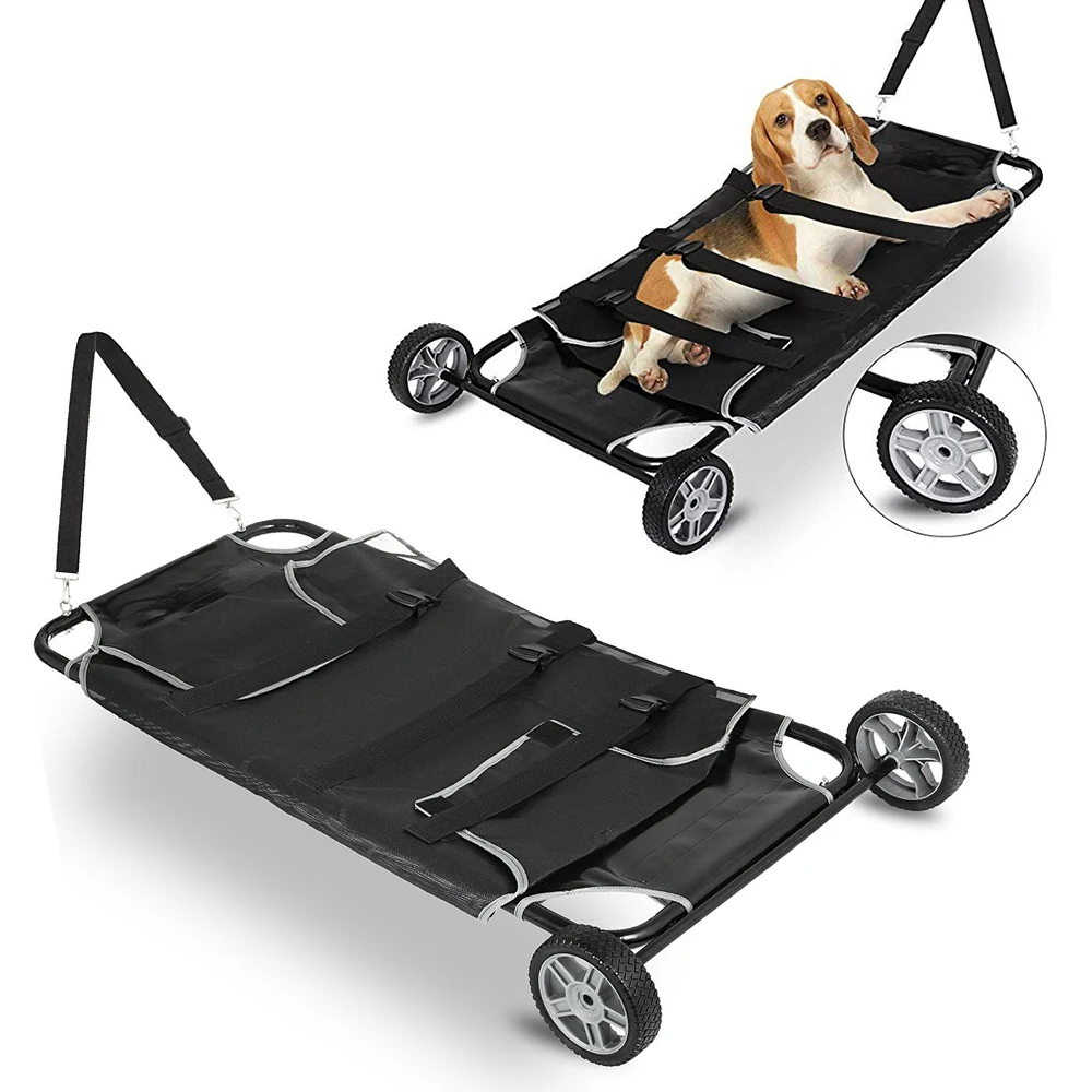 

Carbon Steel Pet Stretcher Anti-bite Small Animal Rescue Trolley Large Pattern 4-wheel Emergency Stretcher