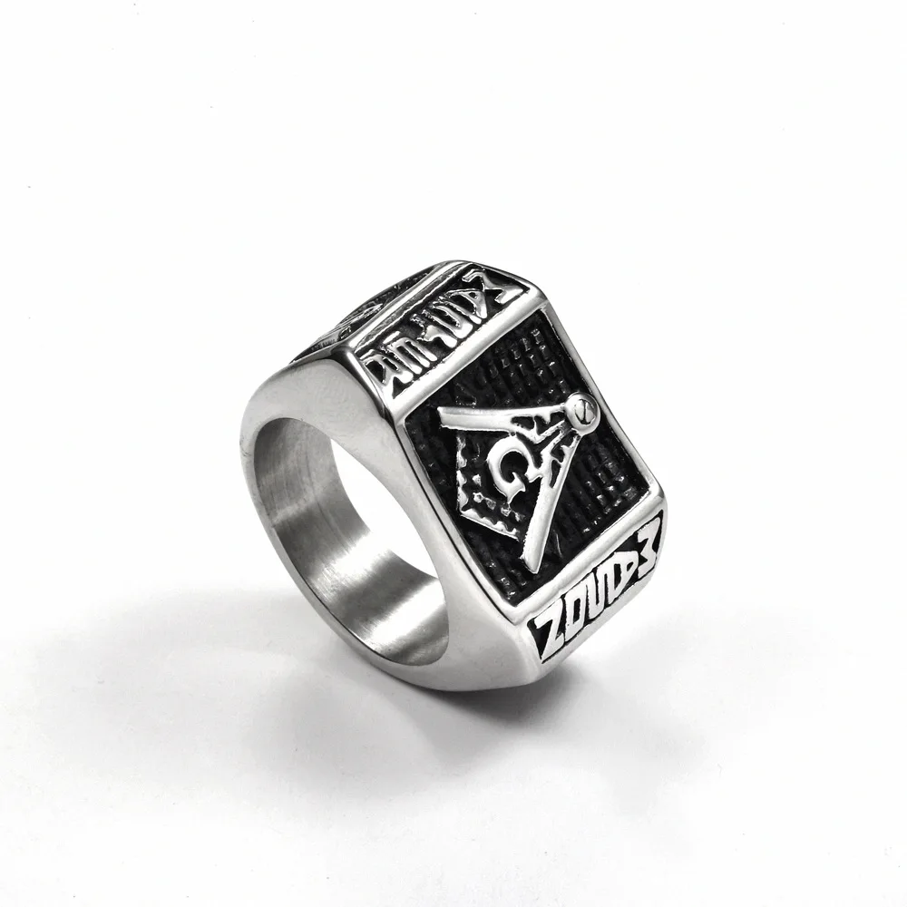 Stainless Steel Men Freemasonry Brother Ring Jewelry Masonic Gift Size 8-11