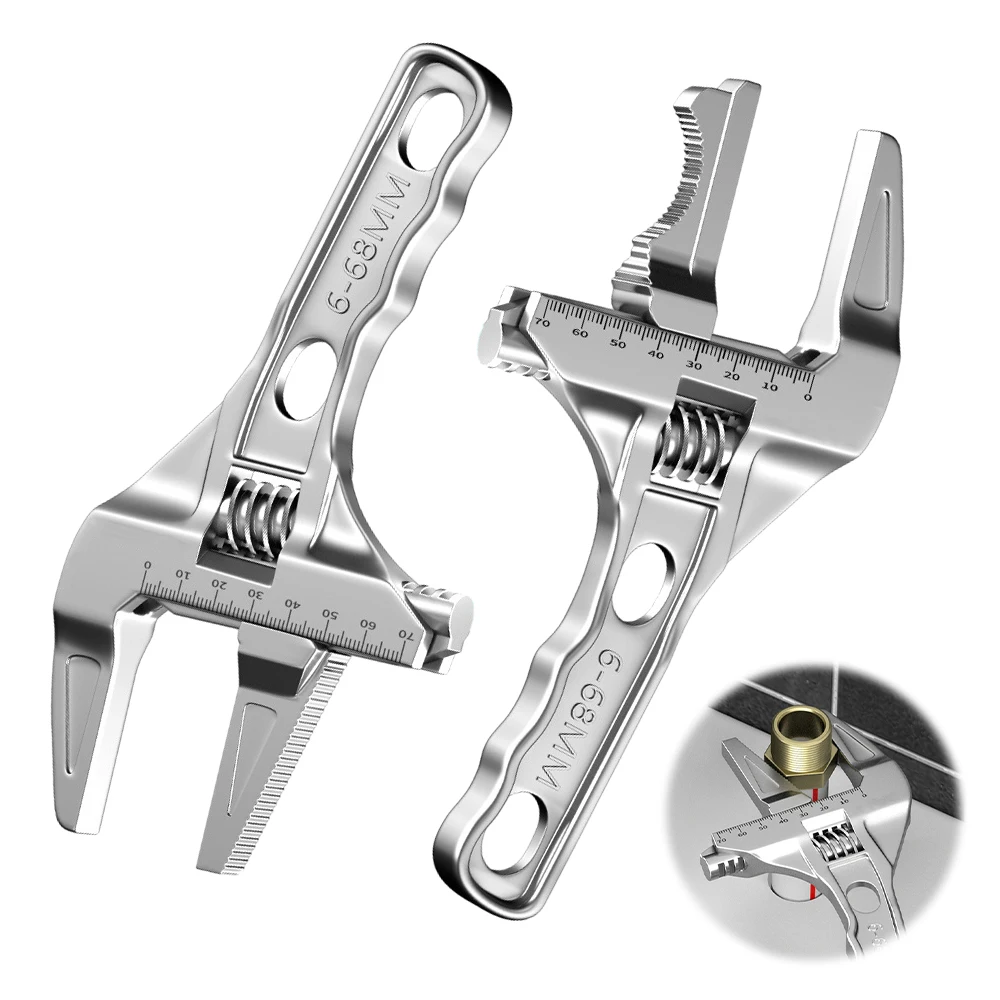 6-68mm Universal Repair Set Bathroom Hand Tools Large Opening Pipe Wrench Nut Key Adjustable Spanner Home Repair Tool Wrench