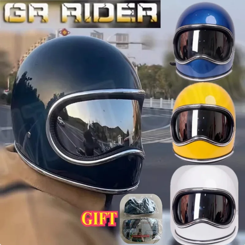 

Korea Style Moto Helmet Japan Tech High Strength Fiberglass Shell Moto Helmet DAVID2 Series Rider Gears Vintage for Harley Honda