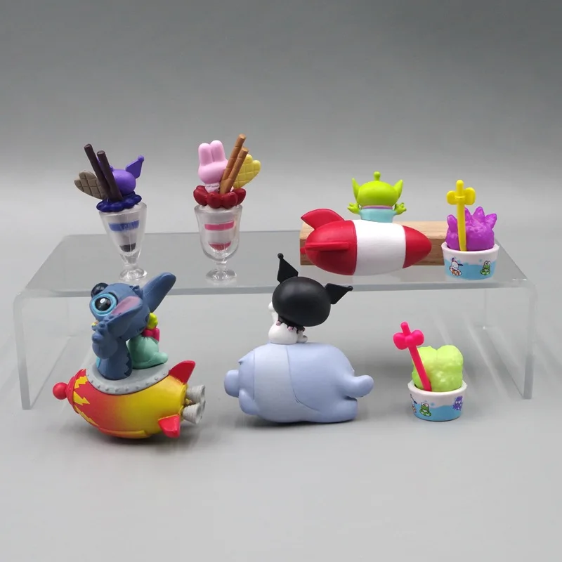 Sanrio Kuromi Kawaii Spaceship Stitch Dolls Hamburger Alien Action Figures Lilo & Stitch Hot Toys DIY Materials Kid Charm Toy