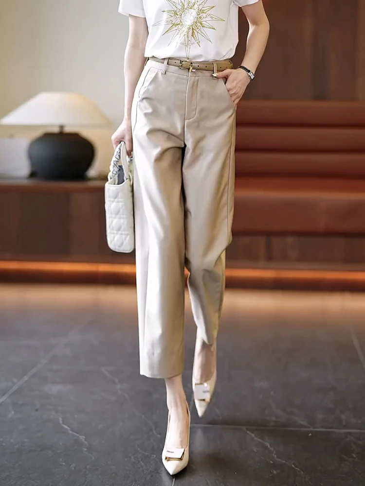 

High Waist Straight Leg Nine-Tenths Tailored Pants Women's Summer Thin New Style Korean Style Harlan Pants Casual Wide Leg